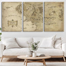 Vintage Middle Earth Map Wall Art Canvas – Lord of the Rings