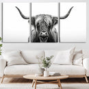 Highland Wall Art Canvas Print – Minimalist Black and White