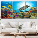 Colorful Coral Reef and Sea Life Turtle Canvas Print, by MyGreatCanvas | Canvas Wall Art Prints | Photo Prints & Wall Decor