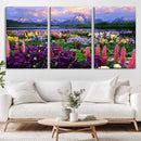 Vibrant Wildflower Garden and Mountain View Giclee Canvas