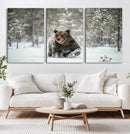 Grizzly Bear Wall Art – Framed Snowy Forest Canvas Artwork, by MyGreatCanvas | Canvas Wall Art Prints | Photo Prints & Wall Decor