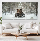 Grizzly Bear Wall Art – Framed Snowy Forest Canvas Artwork, by MyGreatCanvas | Canvas Wall Art Prints | Photo Prints & Wall Decor