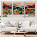 Yayoi Kusama Landscape Canvas Print, Vibrant Floral Mountain
