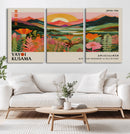 Framed Yayoi Kusama Print, Vibrant Floral Mountain Art