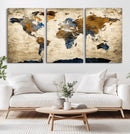 World Map Wall Art – Antique Style Blue and Brown Map Canvas by MyGreatCanvas | Canvas Wall Art Prints | Photo Prints & Wall Decor
