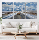 Bison Wall Art - Snowy Road Wall Art – Framed Mountain by MyGreatCanvas | Canvas Wall Art Prints | Photo Prints & Wall Decor