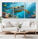 Sea Turtle Underwater Canvas Wall Art Print - Vibrant Ocean