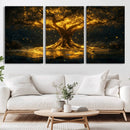Golden Tree of Life Canvas Wall Art Print - Majestic Glowing