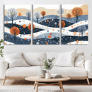 Abstract Winter Landscape Canvas Wall Art Print -  Large