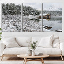 Winter Wall Art - Cabin by the Lake Canvas Wall Art - Serene by MyGreatCanvas | Canvas Wall Art Prints | Photo Prints & Wall Decor