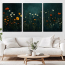 Framed Wildflower Field Wall Art, Framed Vintage Botanical