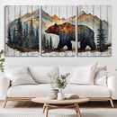 Rustic Grizzly 399 Bear and Mountain Wood Canvas Wall Art - by MyGreatCanvas | Canvas Wall Art Prints | Photo Prints & Wall Decor