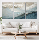 Waves Abstract Wall Art Print, Modern Framed Abstract Canvas