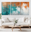 Vintage Abstract Print - Bold Teal and Orange Canvas Wall