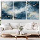 Large Abstract Print - Luxe Blue and Gold Abstract Canvas