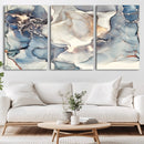 Abstract Blue and Gold Canvas Wall Art - Fluid Modern Ink