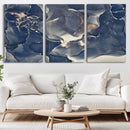 Large Abstract Blue and Gold Canvas Wall Art Fluid Ink