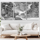 Black White Abstract Canvas Wall Art - Fluid Ink Artwork -