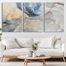 Large Abstract Blue and Gold Canvas Wall Art | Fluid Ink