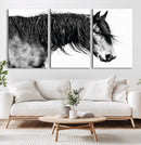 Black Horse Wall Art Canvas Print – Elegant Farmhouse Decor