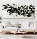 Abstract Horse Wall Art Canvas Print - Dynamic Black Ink