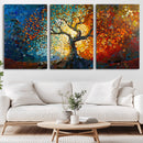 Yggdrasil Tree of Life Mosaic Stained Glass Wall Art Canvas,