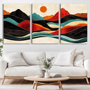 Western Wall Decor - Large Triptych Mountain Canvas - Boho