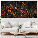 Dark Floral Canvas Wall Art - Moody Botanical Flower Print -