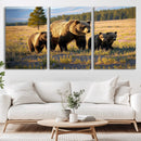 Grizzly Bear Family Wall Art Canvas Print – Majestic