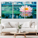 Lotus Flower Wall Art Canvas Print, Water Lily Large Wall