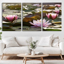 Lotus Flower Wall Art Canvas Print, Water Lily Large Wall
