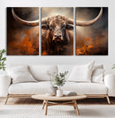 Highland Bull Canvas Abstract Canvas Wall Art Print –