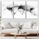 Flight Routes Air Traffic Map Canvas Wall Art - Framed -