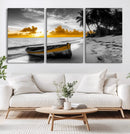 Yellow Rowboat Wall Art – Framed Tropical Shoreline Canvas by MyGreatCanvas | Canvas Wall Art Prints | Photo Prints & Wall Decor