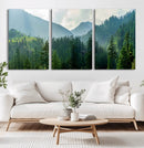Misty Forest Mountain Wall Art Canvas Print – Framed Serene