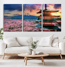 Mount Fuji Cherry Blossom Wall Art Canvas Print – Framed