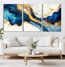 Blue Gold Flow Wall Art Canvas Print – Framed Marble Design by MyGreatCanvas | Canvas Wall Art Prints | Photo Prints & Wall Decor