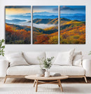 Autumn Mountains Wall Art Canvas Print – Foggy Peaks