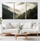 Misty Valley Wall Art Canvas Print – Foggy Forest Pine Trees