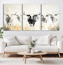 Texas Longhorn Wall Art Canvas Print – Rustic Western Bull