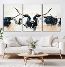 Texas Longhorn Wall Art Canvas Print – Majestic Horned Bull