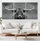 Texas Longhorn Wall Art Canvas Print – Framed Western Bull