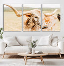 Texas Longhorn Wall Art Canvas Print – Framed Spotted Cow