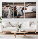 Texas Longhorn Wall Art Canvas Print – Framed Spotted Bull