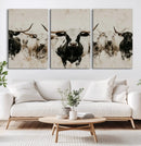 Longhorn Cattle Wall Art Canvas Print – Framed Bison Herd by MyGreatCanvas | Canvas Wall Art Prints | Photo Prints & Wall Decor