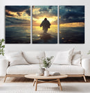 Jesus Walks Wall Art Canvas Print Framed Divine Sunset Art