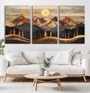 Wood Mountain Wall Art Canvas Print – Framed Boho Abstract
