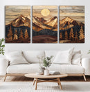 Wood Mountain Landscape Wall Art Canvas Print – Framed