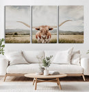 Texas Longhorn Wall Art Canvas Print – Framed Western Cow
