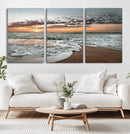 Ocean Sunset Wall Art Canvas Print – Framed Beach Waves